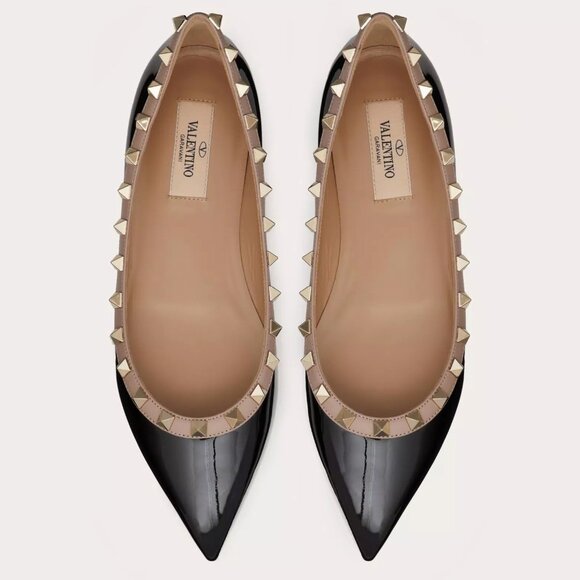 Valentino Rockstud Studded Patent Leather Ballet Ballerina Flats Shoes - Picture 3 of 16